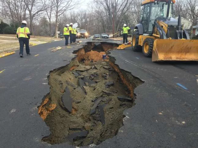 In the US, the street fell to the ground