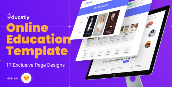 eLearning Website Sketch Template 