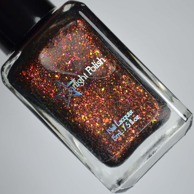 rainbow color shifting nail polish in a bottle