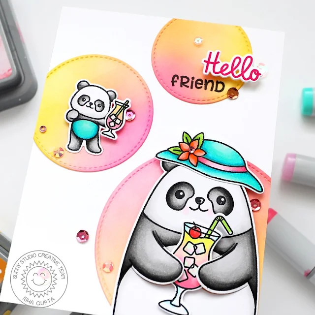 Sunny Studio Stamps: Big Panda Friendship Card by Isha Gupta (featuring Panda Party, Stitched Circle Dies)