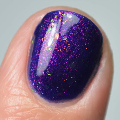purple color shifting nail polish close up swatch