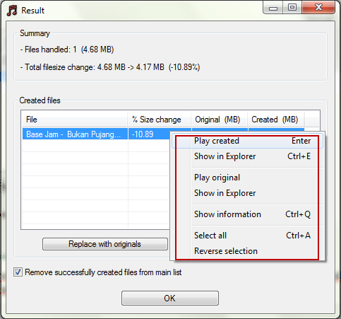 mp3 quality modifier result Meningkatkan Kualitas MP3 Dengan MP3 Quality Modifier