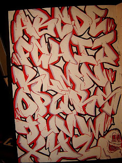 Graffiti Alphabet Letter Fonts A-Z Black Red Colour