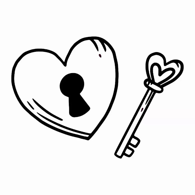 Coração com fechadura e uma chave