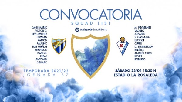 Málaga, 23 convocados ante el Eibar