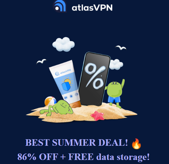 Up to 86% off and free data storage - Atlas VPN