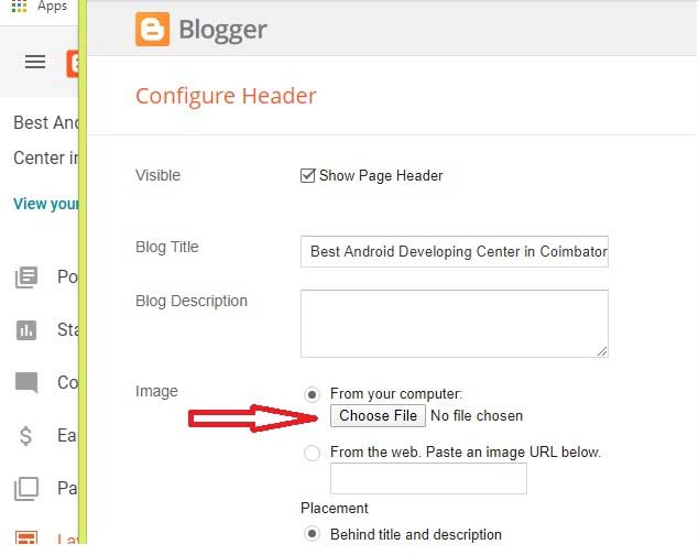 How to set Logo option on Blogger