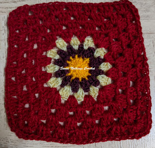 Sweet Nothings Crochet free crochet pattern blog, free crochet pattern for a multicoloured granny square, photo of the granny square,