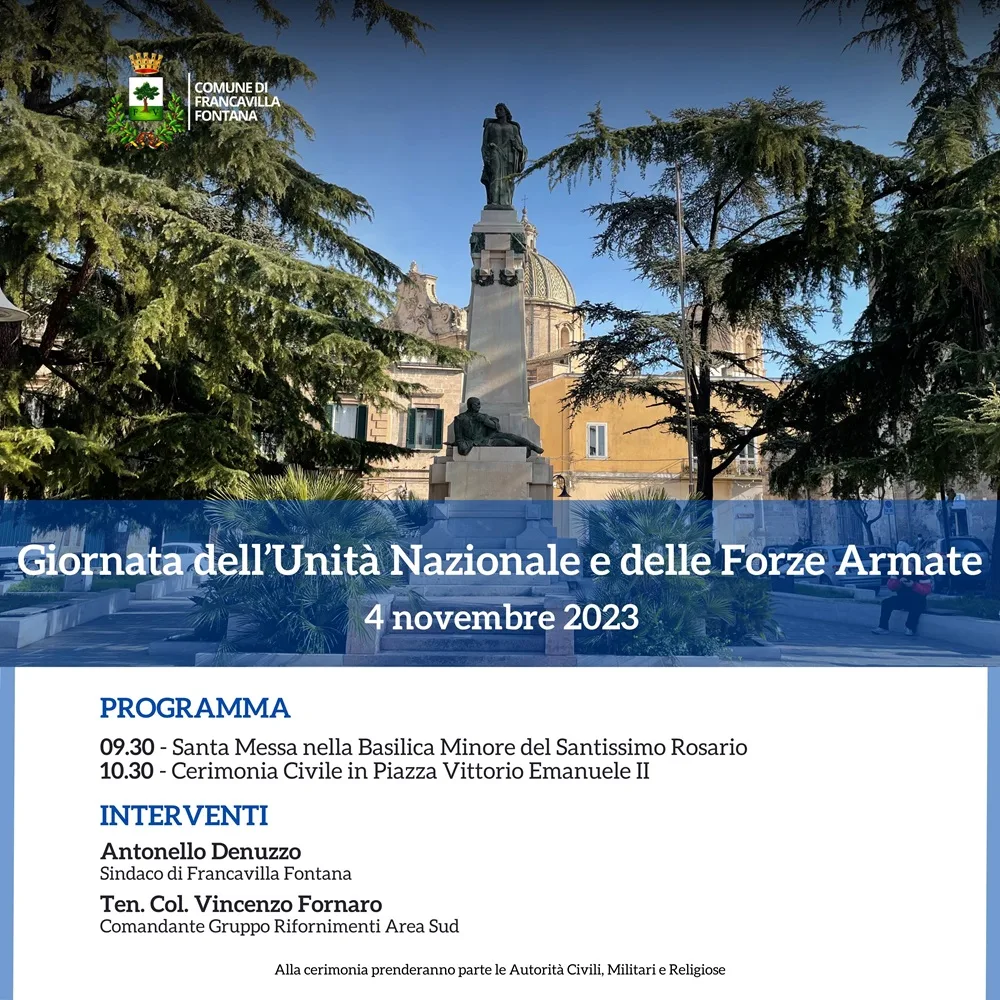 Francavilla Fontana, sabato 4 novembre 2023 cerimonia
