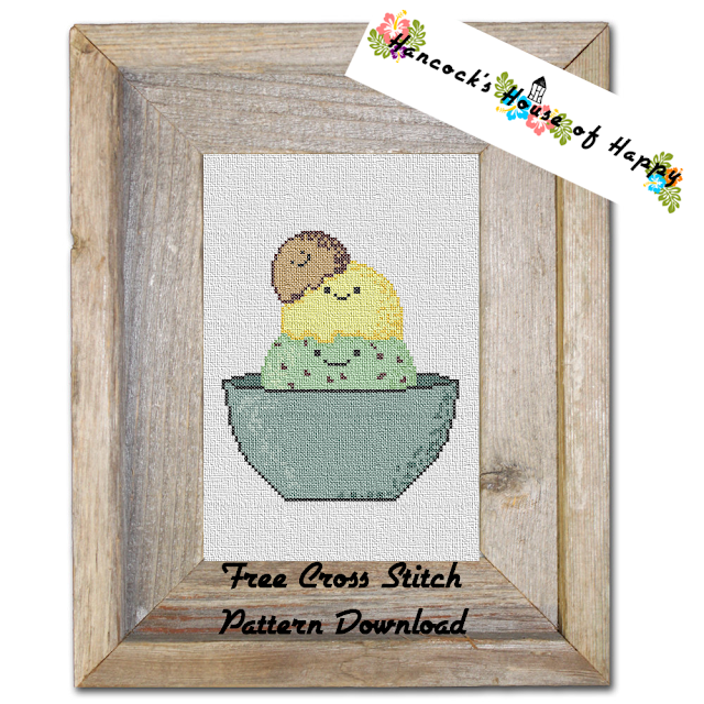 A Free Cute Kawaii Ice Cream Cross Stitch Pattern to Download