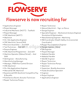 Flowserve is Now Looking for Following Positions 