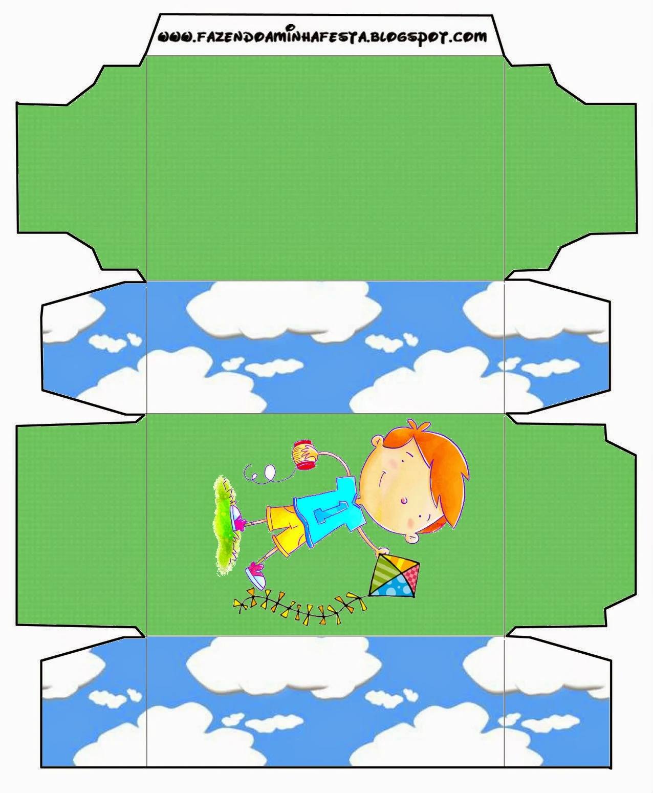 Boy with a Kite Free Printable Party Boxes. 