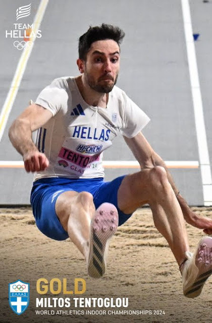 The best jump at the World Indoor Championships in Glasgow and first place. 🇬🇷 Miltos made us proud again