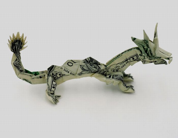dollar bill origami. and euro ill origami.
