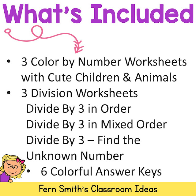 Click Here to Download This Color By Number Divide By 3 Math Resource For Your Class Today!