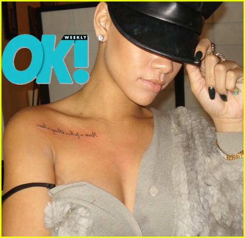 Rihanna's Tattoo I really love this she had it tatted on backwards