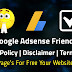 Google Adsense Friendly - Privacy Policy - Disclaimer - Terms and Conditions Pages-for WebSite/Blog