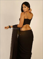 Anushka, shetty, navel, show, in, transparent, saree