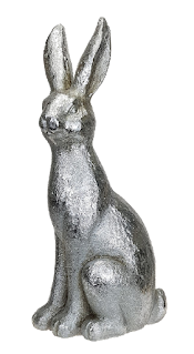 Osterdekoration - ein großer Hase (42 cm) in der Farbe Silber