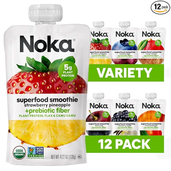 Variety Pack of Noka Superfood Fruit Smoothie Pouches