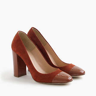 LENA SUEDE PUMPS WITH PATENT CAP TOE