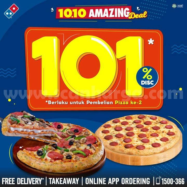 Promo Dominos Pizza 10.10 Amazing Deal Diskon 101%