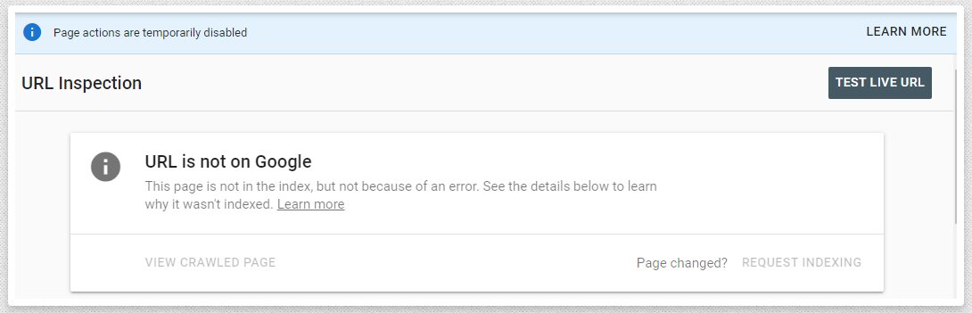 Disabled the Request Indexing URL Inspection Tool