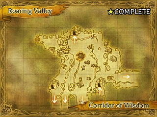 The map for Roaring Valley - Corridor of Wisdom in The Legend of Legacy.