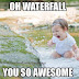 Cute funny Child Playing In Waterfall.Funny Picture