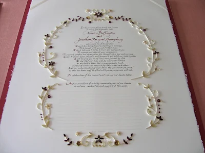 Quilled Quaker marriage certificate by Ann Martin