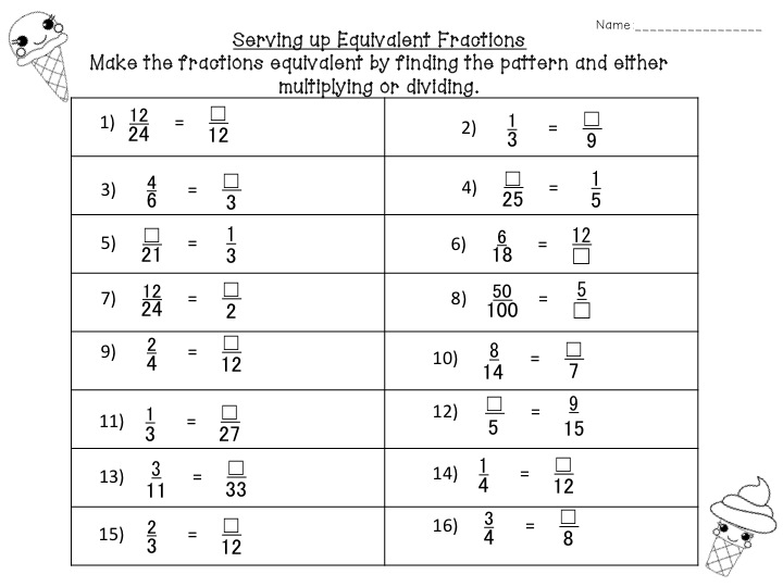 Equivalent Fractions And Factors