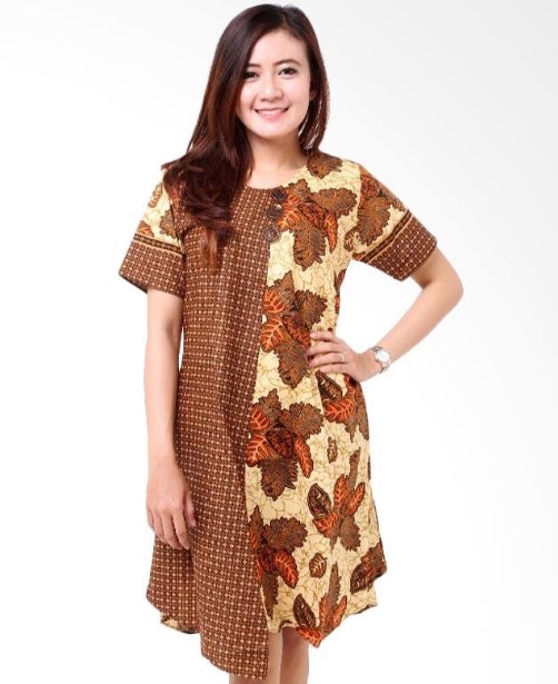 10 Model Dress Batik Kombinasi Brokat terbaru 2017