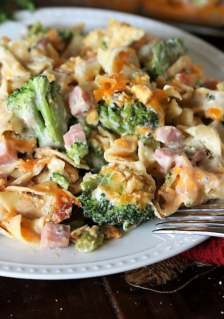 Plate of Cheesy Ham & Broccoli Casserole Image