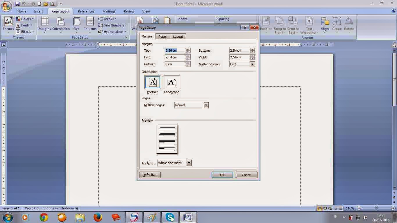 Mengatur Margin Dan Ukuran Kertas Pada Microsoft Word 2007