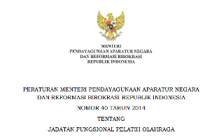 Permenpan RB Nomor 40 Tahun 2014 Tentang Jabatan Fungsional Pelatih Olahraga