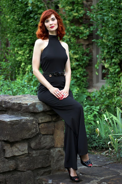 Black Halter Neck Button Jumpsuit - Vicky from FemmeLuxeFinery.co.uk