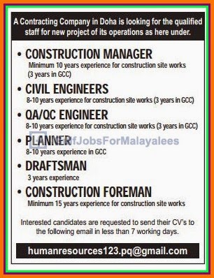 Contracting company Job opportunities in Qatar