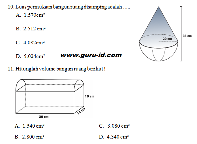 Soal Pas Uas Matematika Kelas 6 Semester 2 Dan Kunci Jawaban