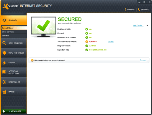 Avast Internet Security v7.0.1426 with License Valid Till 13-06-2013