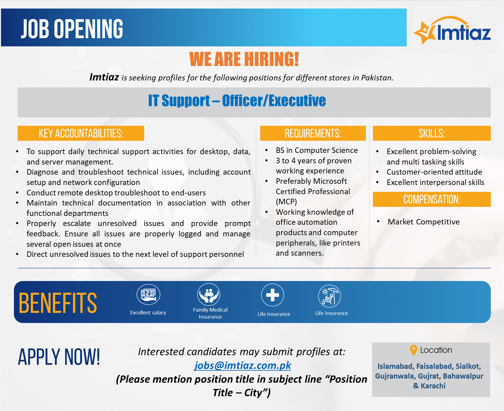 Imtiaz Super Market Jobs July 2022