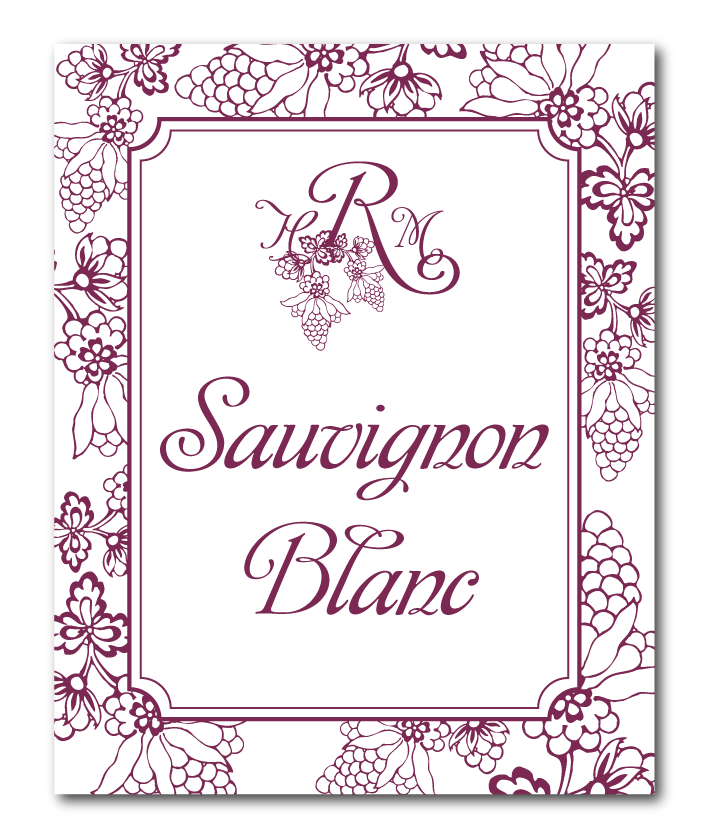 custom grape vineyard wedding wine label design