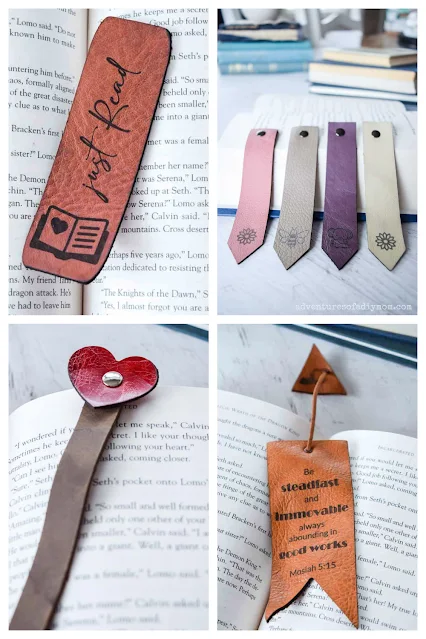 collage of different styles of leather bookmarks