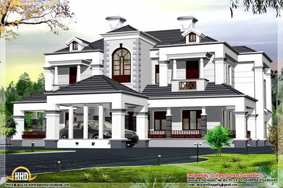 6000 square feet Victorian style 5 bhk home design