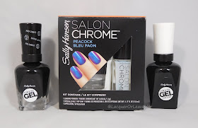 Sally Hansen Salon Chrome kit in Peacock, plus Miracle Gel Blacky O and topcoat