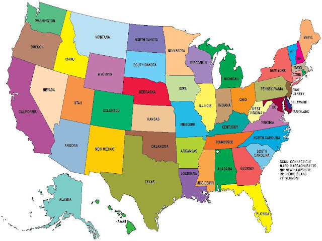 State Map Of United States Of America 