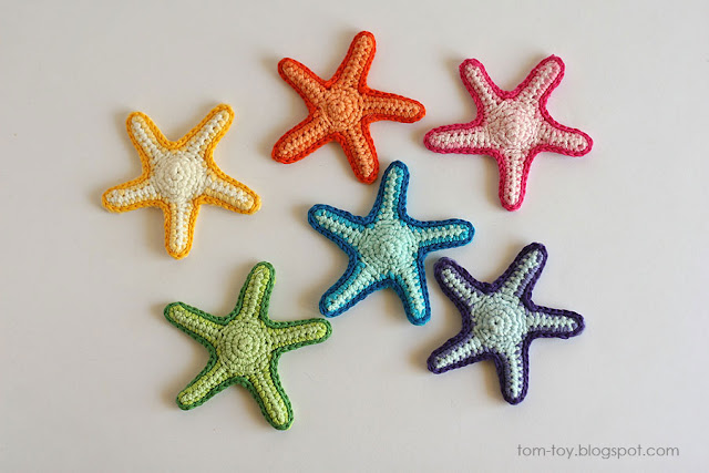 Handmade crochet applique starfish 3D crochet