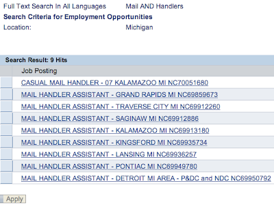 just did a search online at the USPS website and found 9 job ...