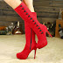 Red Long Boot with black touch
