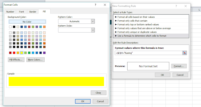 Cara memberi warna pada cell excel otomatis