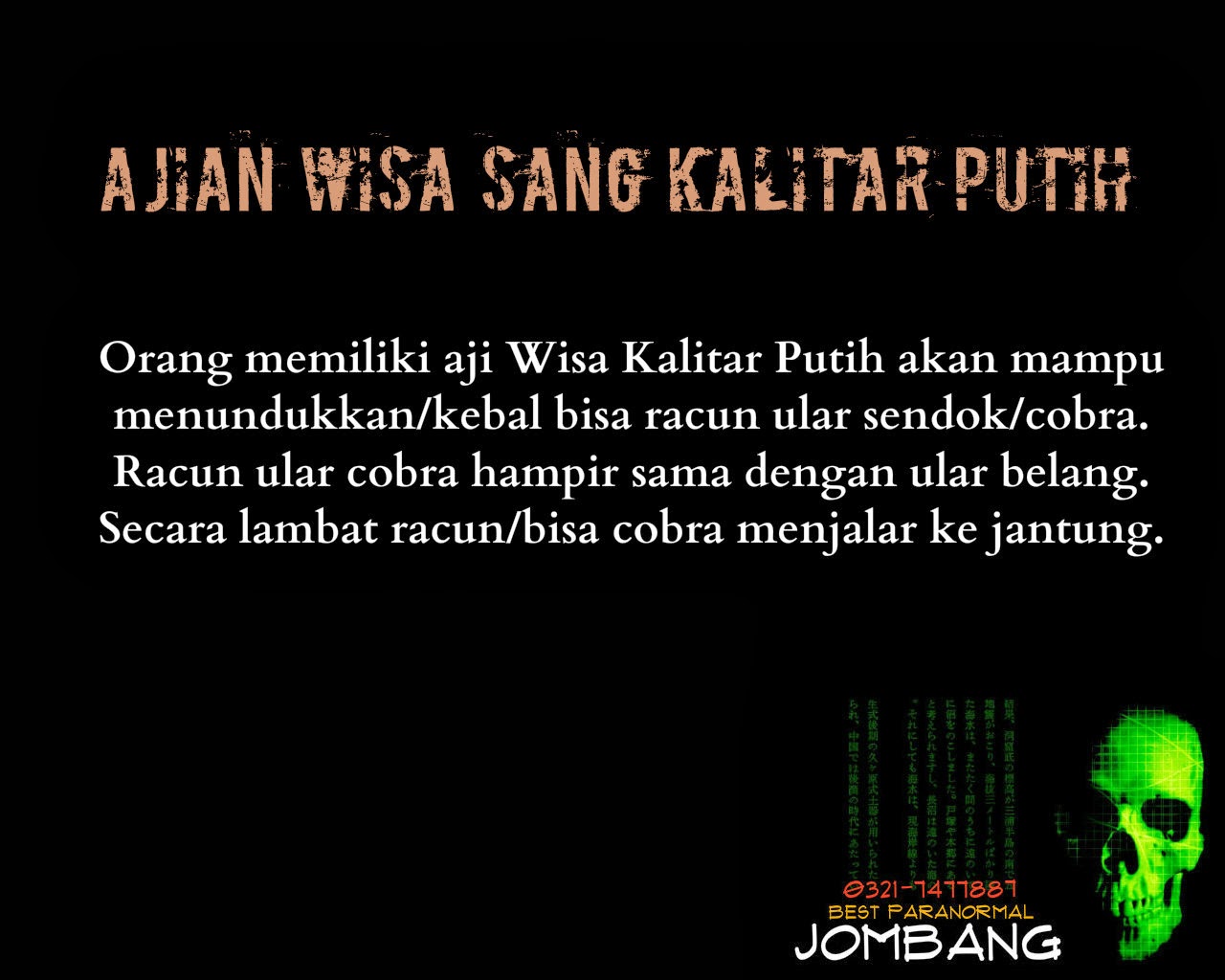 Best Paranormal Indonesia: AJIAN WISA KATILAR PUTIH